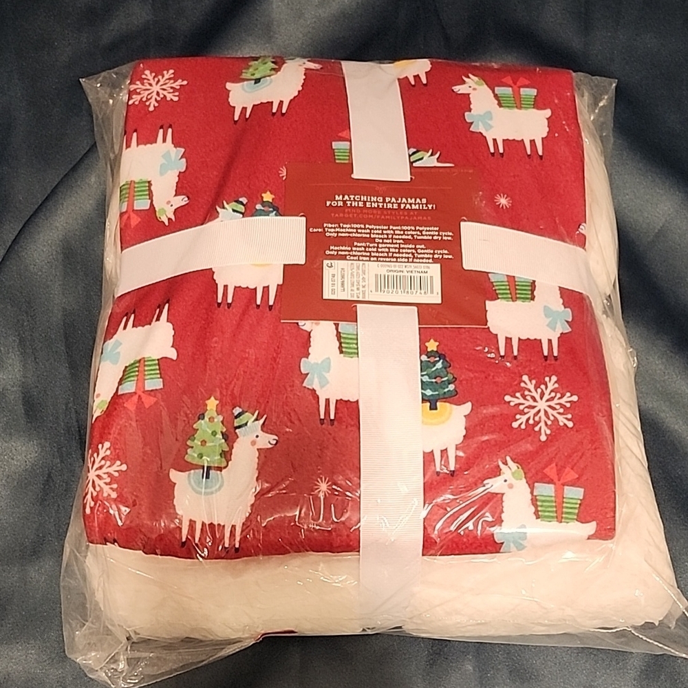 Festive Red Holiday Blanket with Llama Design